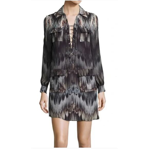 Haute Hippie She Too Will Rise Lace Up Dress Size 2 NWT - Picture 1 of 15